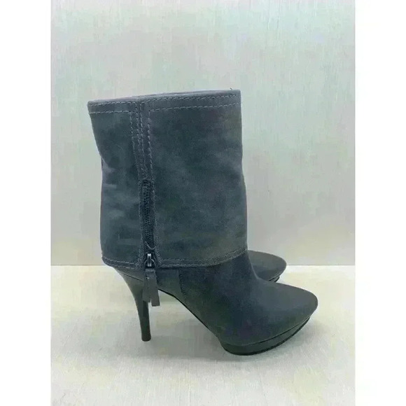 Nine West Matinee Women's Grey Leather High Heel Ankle Boots Fold Over Size 7.5M - Picture 7 of 11